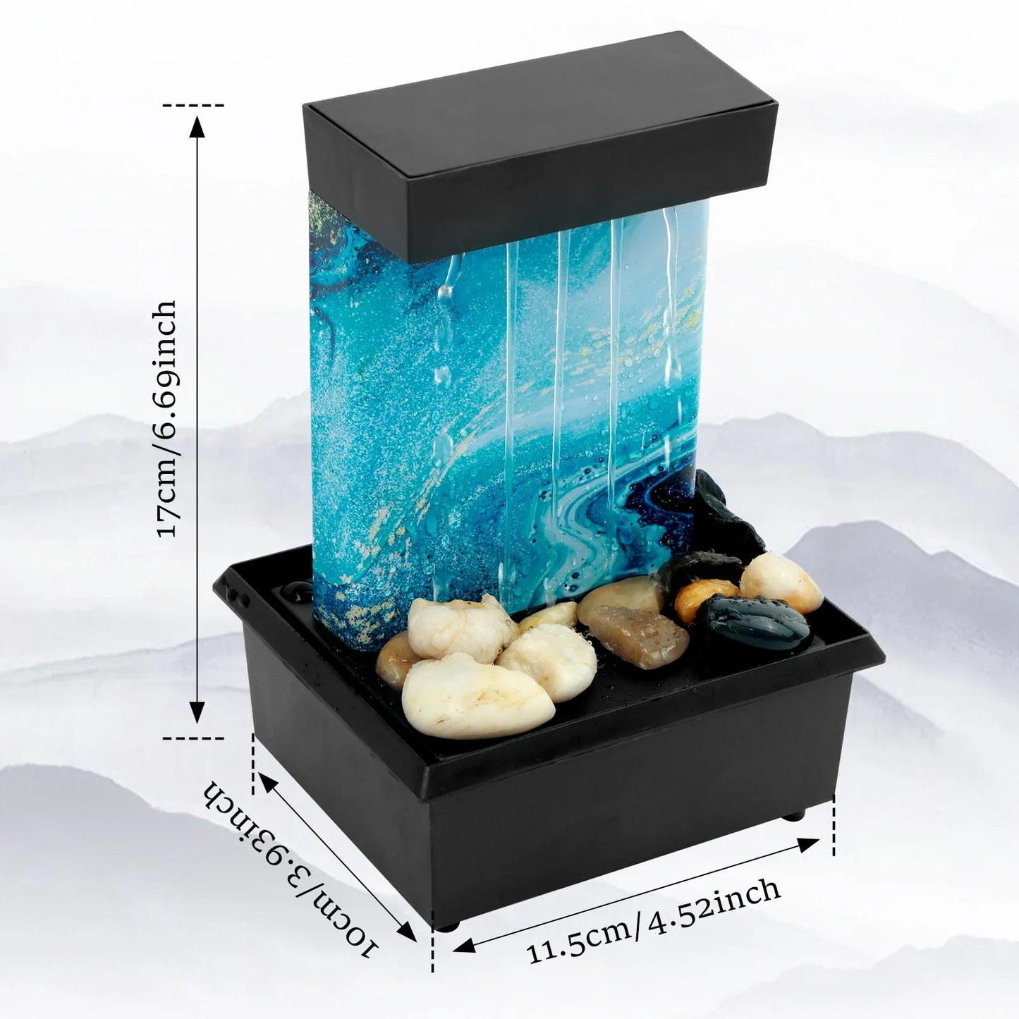 Tabletop Waterfall Home Decor  Desktop Fountain with Soft Lights Flowing Water Ornaments