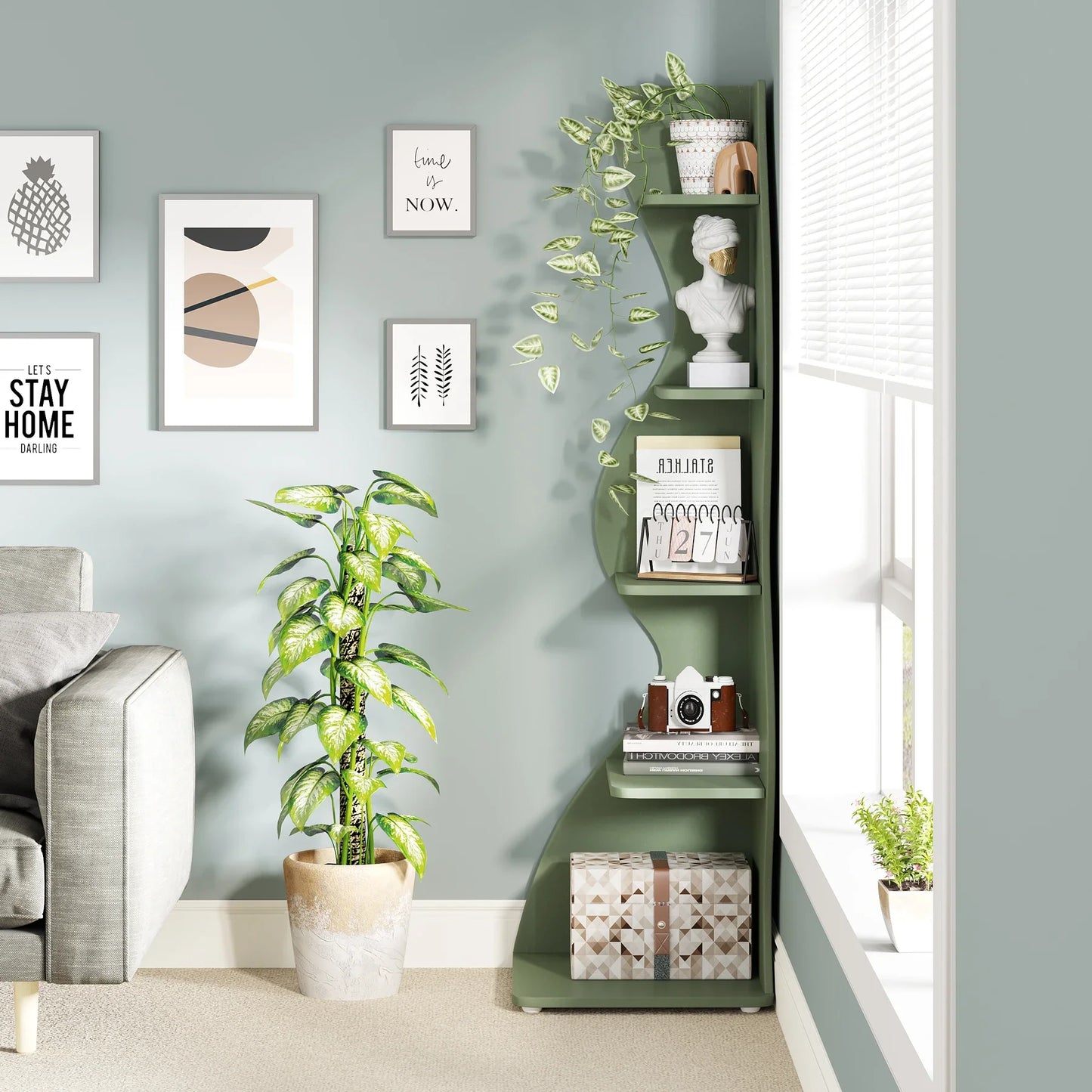 Tribesigns Corner Shelf, Modern 5-Tier Wall