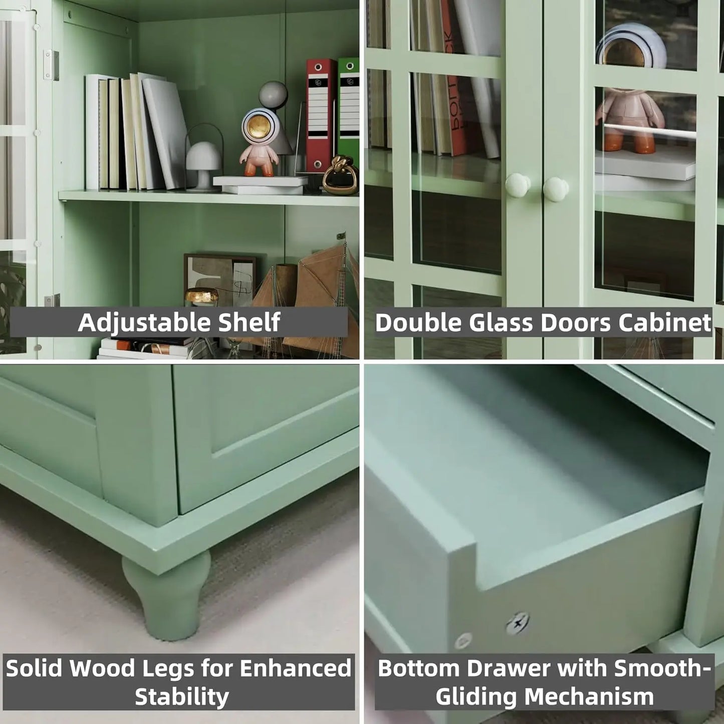 Sideboard Buffet Cabinet,  Entryway Cabinet with Glass Doors Drawer