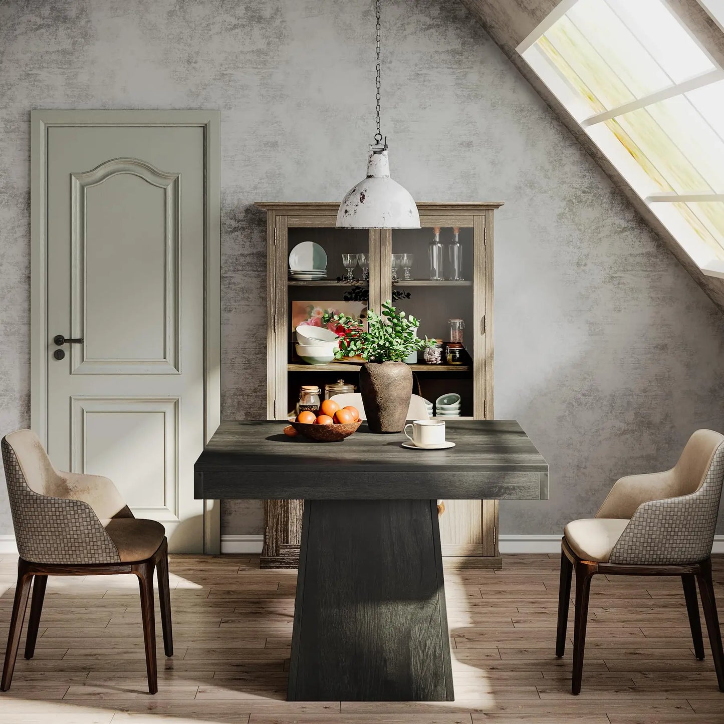 Tribesigns Square Dining Table for 4, Kitchen Table Sturdy Pedestal Base, Farmhouse Dining Roo