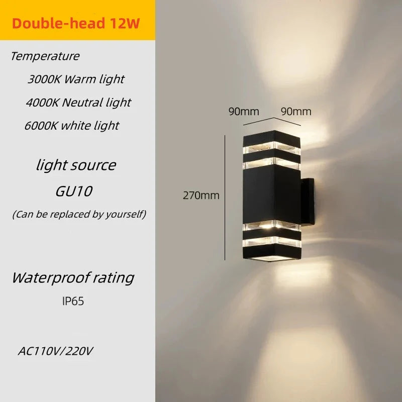 Outdoor wall lights Exterior wall waterproof lUpper and lower double-headed pillars Outdoor light