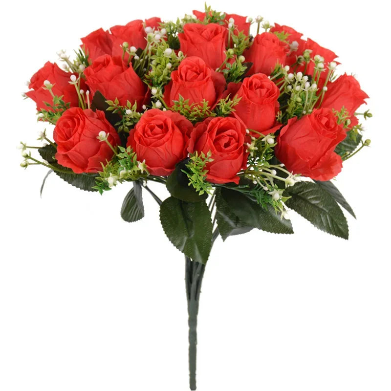 18 Heads Rose Bouquet  Silk  Bouquet Wedding  Flowers