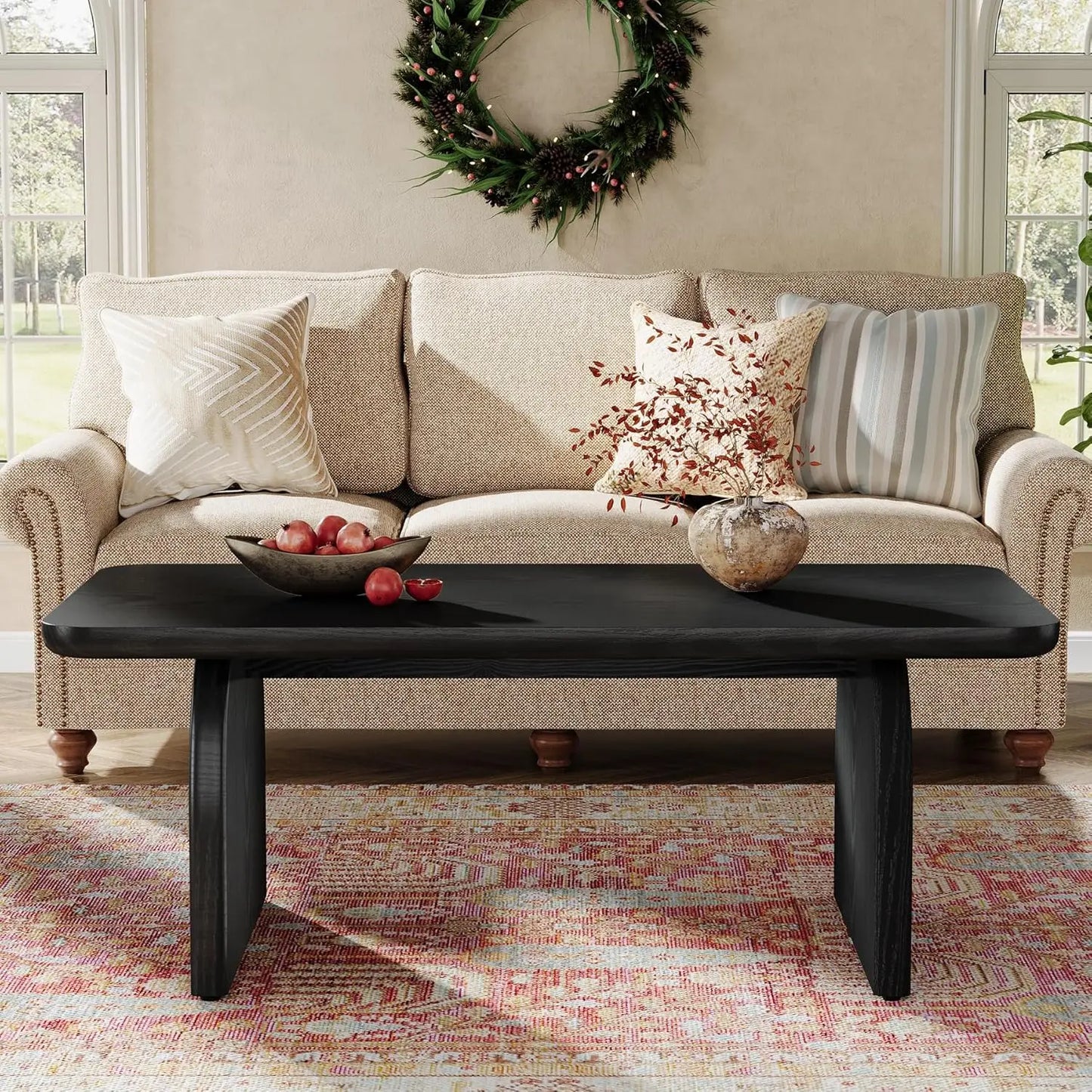 Rectangle Coffee Table,, Farmhouse Accent Center Low Cocktail