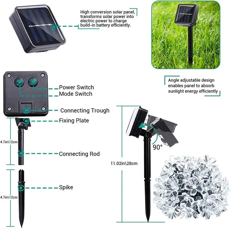 Solar Cherry Garden Blossom Flower Lights