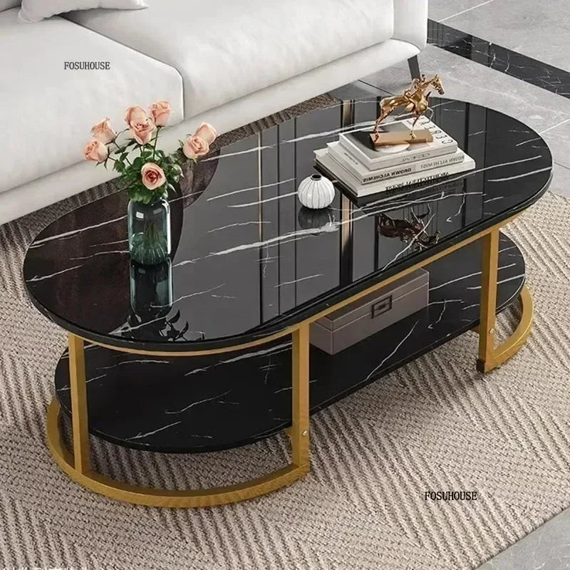 Minimalist Storage Oval  Modern Design Coffee Table