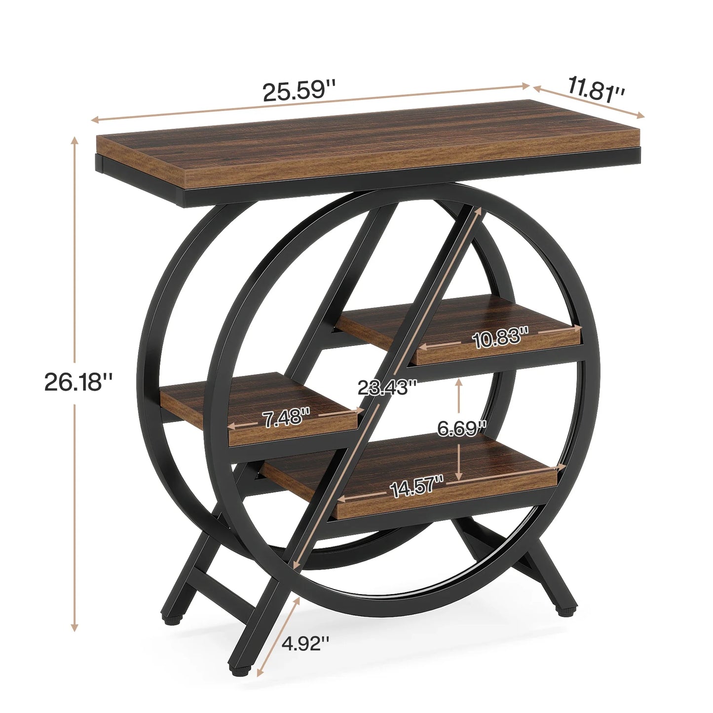 Tribesigns End Table, Narrow End Table with 3 Storage Shelves,