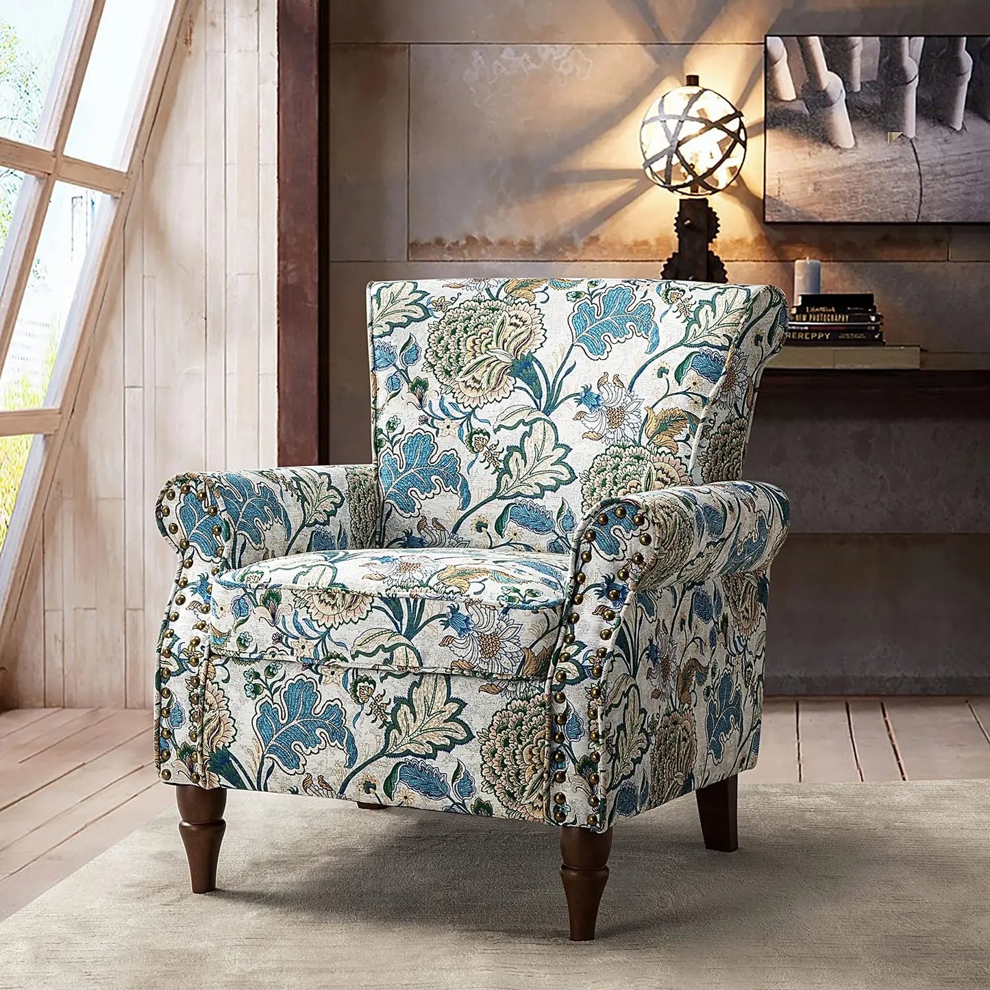 Modern Wingback Accent Chair with Wood Legs & Removable Cushion, Comfy Upholstered Armchair , Different Fabrics