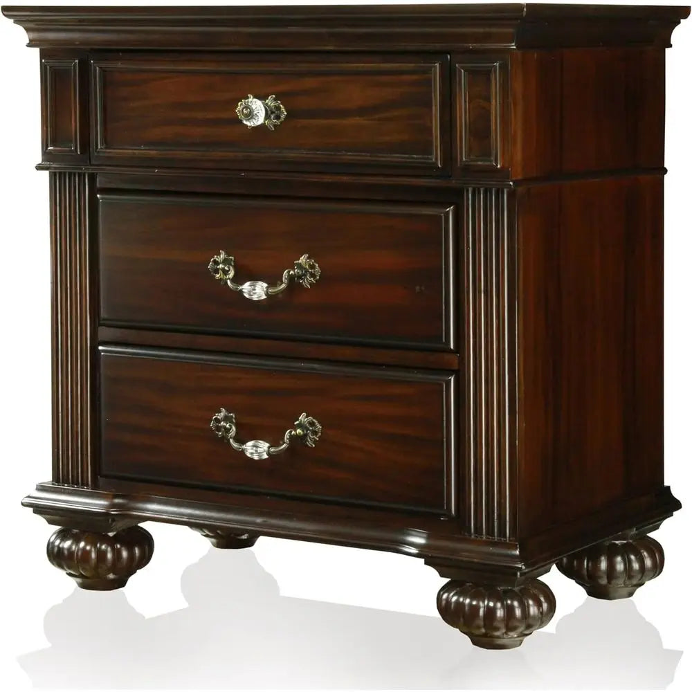6-Piece Solid Wood Traditional Bedroom Set with Chest, Mirrored Dresser, 2 Nightstands,