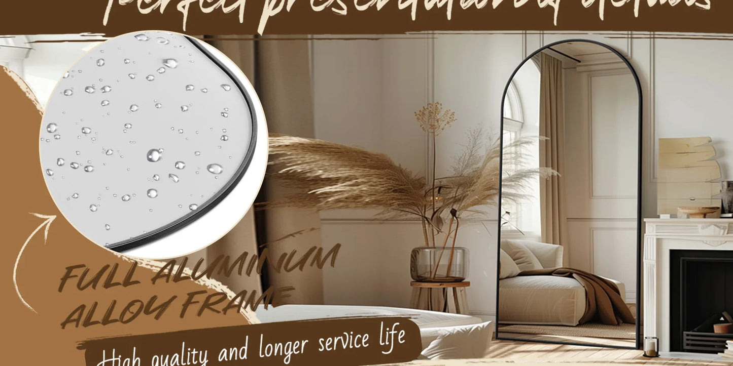 Arch Floor Mirror, 76"x34" Full Length Mirror - Freestanding  with Stand for Bedroom or Living Room