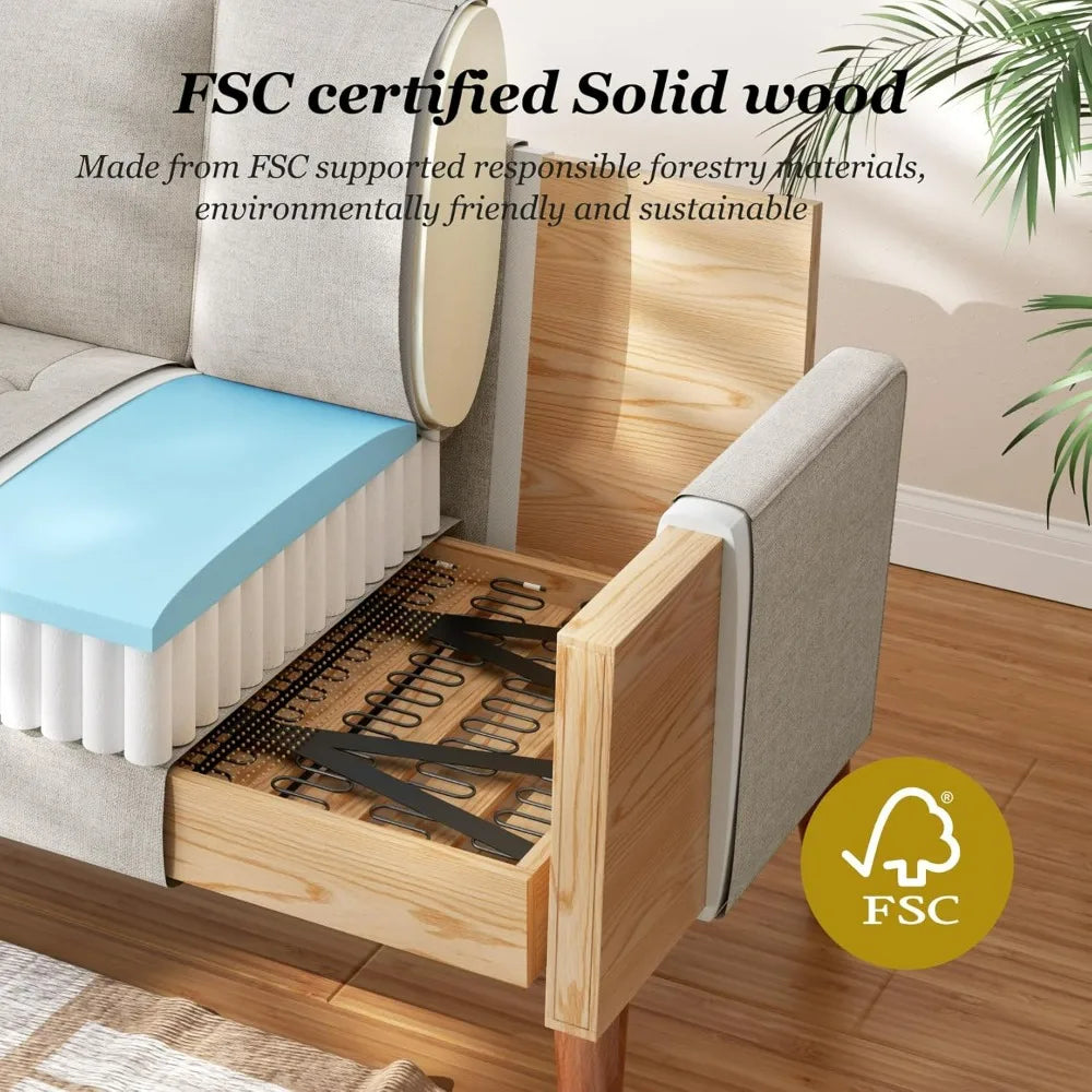 48 Inch Vesgantti Loveseat Sofa - Solid Wood Legs  Throw Pillow