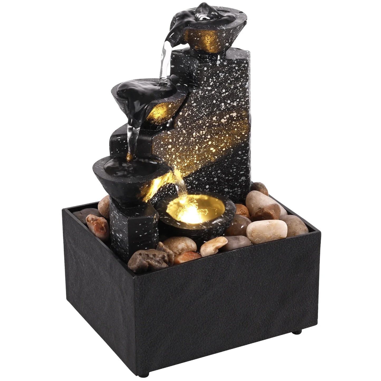 Tabletop Waterfall Home Decor  Desktop Fountain with Soft Lights Flowing Water Ornaments