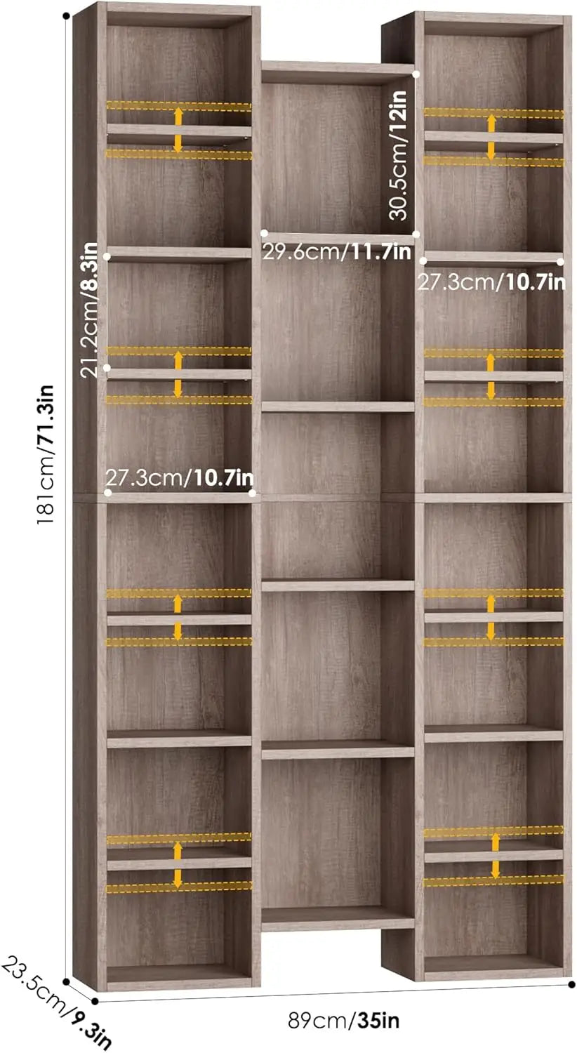 Hot sales[New Arrival!]Triple Wide 8 Tier Media Storage Tower Rack, with Adjustable Shelves,