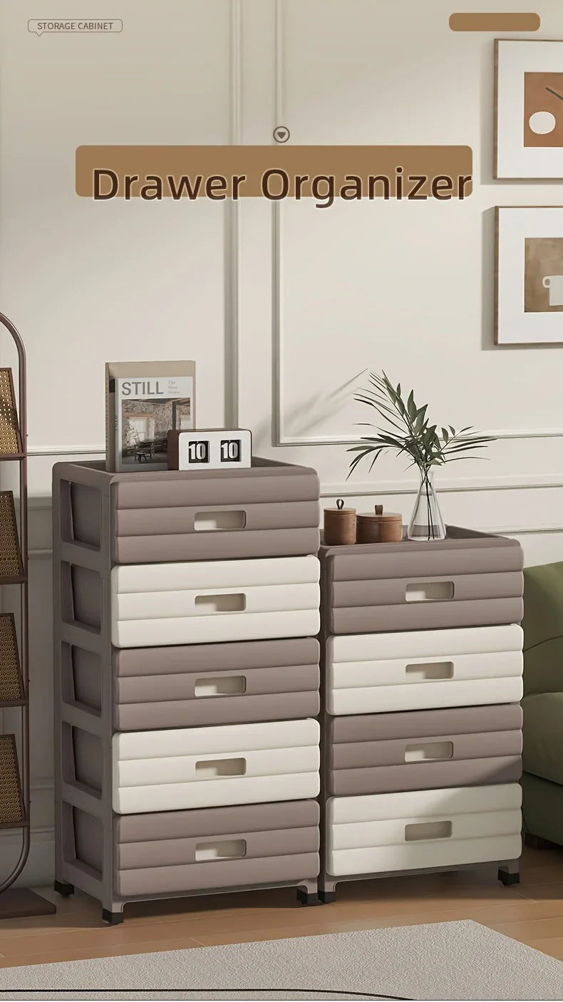 5-Drawer White Storage Cabinet - Sturdy, Smooth Sliding for Closet, Office, Bedroom Organization.