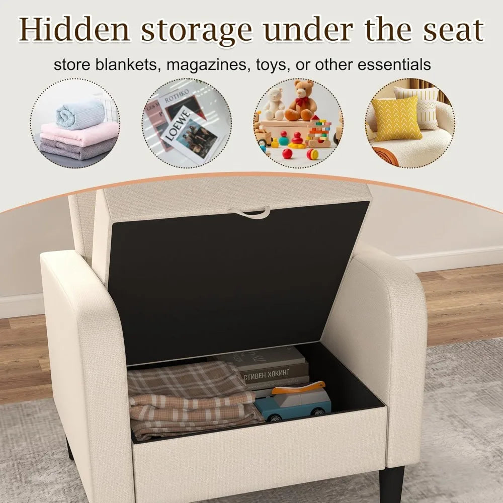 Living Room Chair, Upholstered Accent Chair  Linen Fabric
