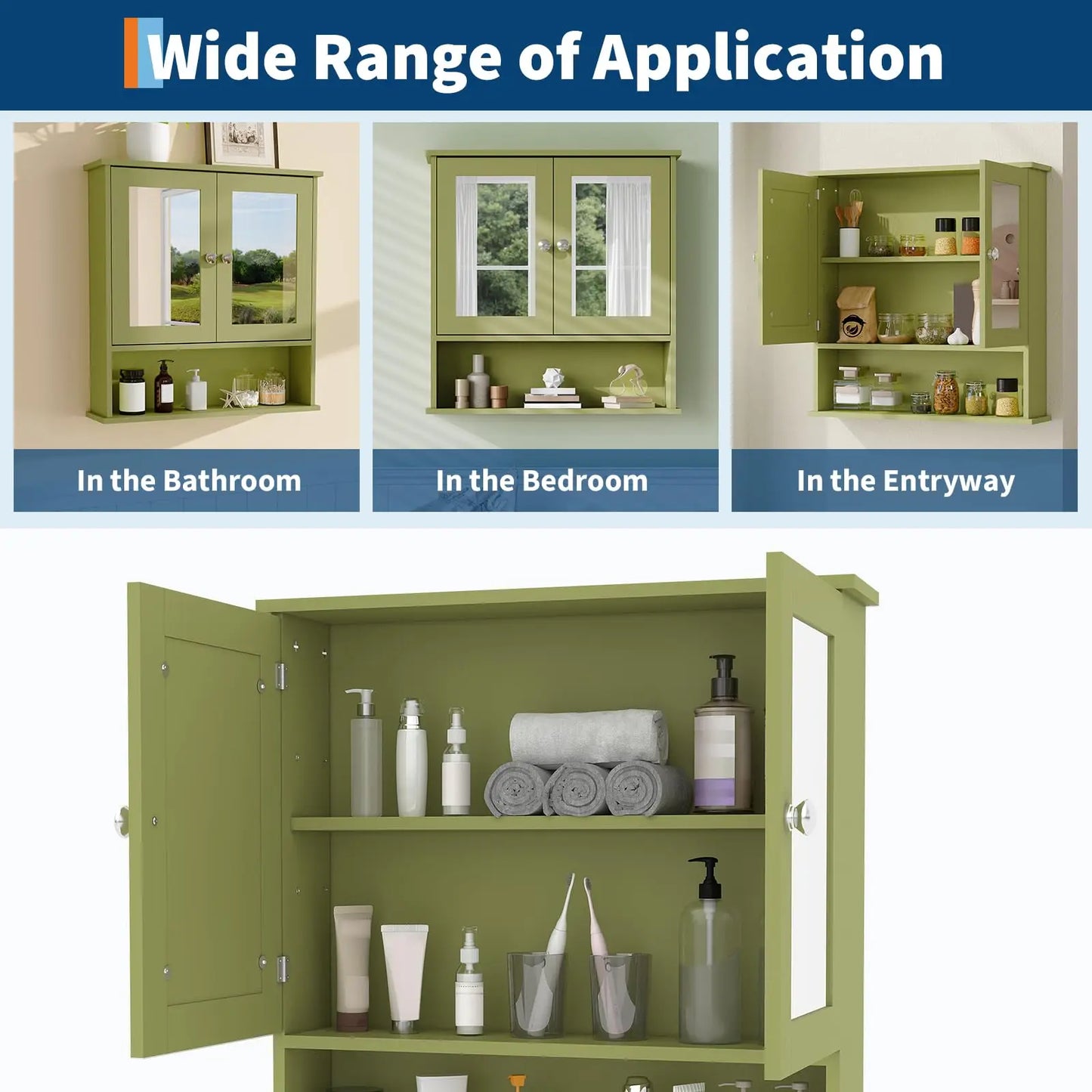 Wall Mounted Medicine Cabinet With Mirror, Adjustable Shelves, Over Toilet Storage, Rustic Cabinet