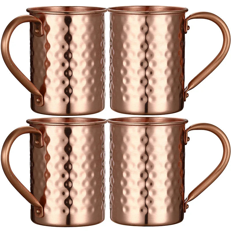 4PCS 550ml 18 Ounces Hammered Copper Plated  Moscow Mule Mug