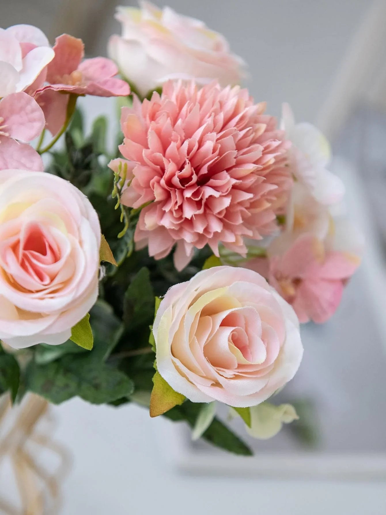 1 Bouquet Artificial Roses w/ Silk Balls Home Decor & Holiday