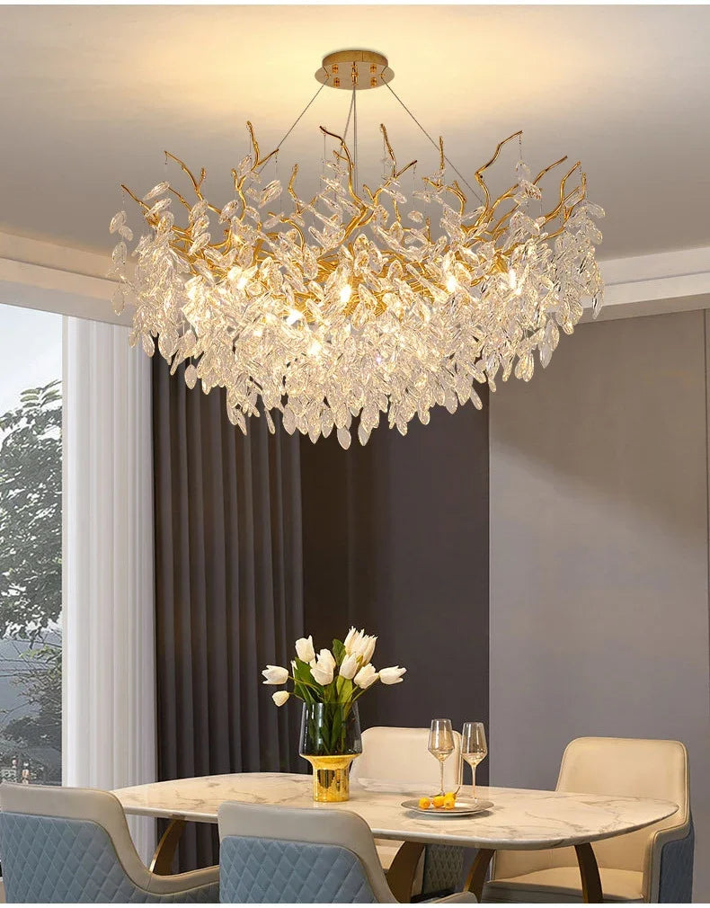 2025 Luxury Gold Crystal LED Chandeliers Living Dining  Lustre Ceiling Pendant Lamps I