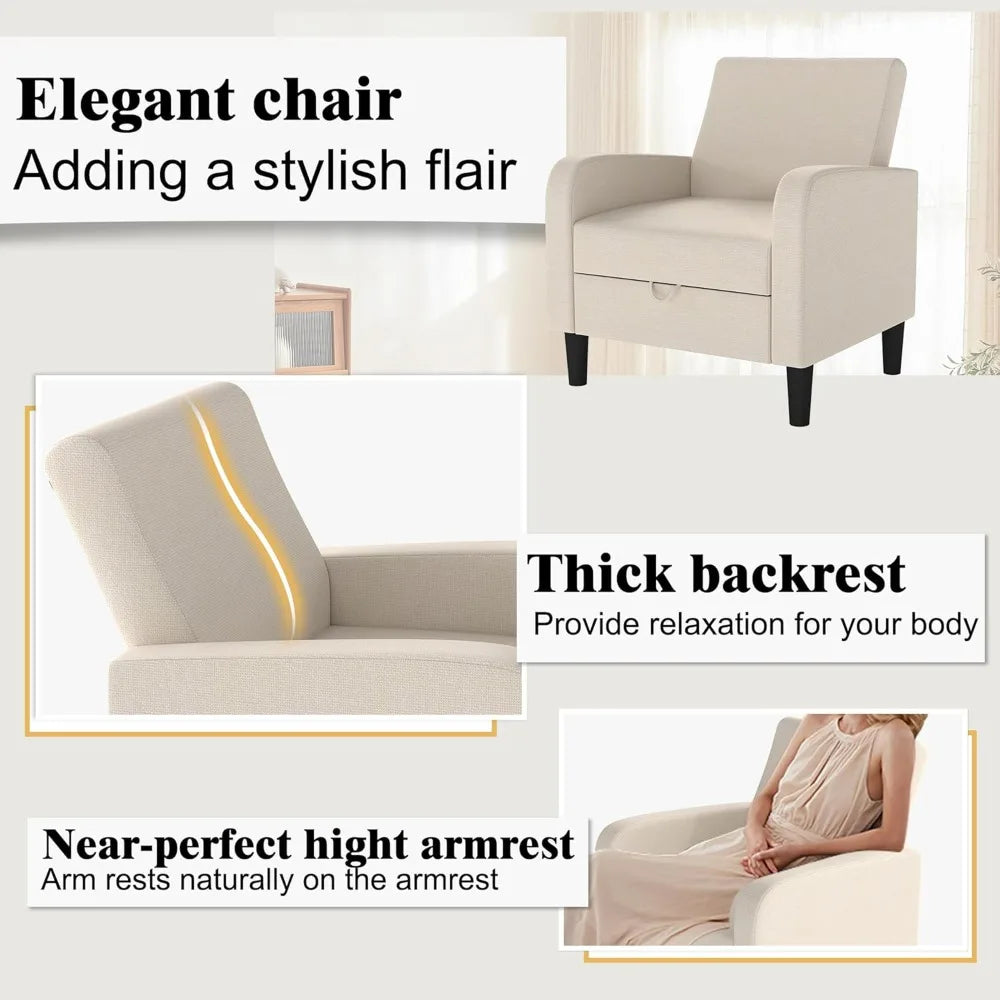Living Room Chair, Upholstered Accent Chair  Linen Fabric