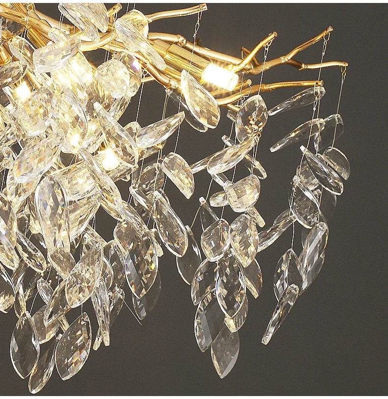 2025 Luxury Gold Crystal LED Chandeliers Living Dining  Lustre Ceiling Pendant Lamps I