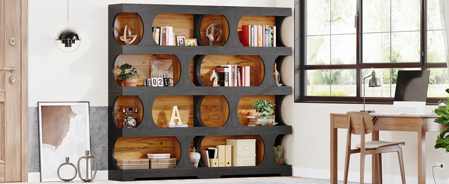 Tribesigns 71" Tall Bookcase, 4-Tier S-Shaped Bookshelf, Wood Modern Freestanding Display Shelves