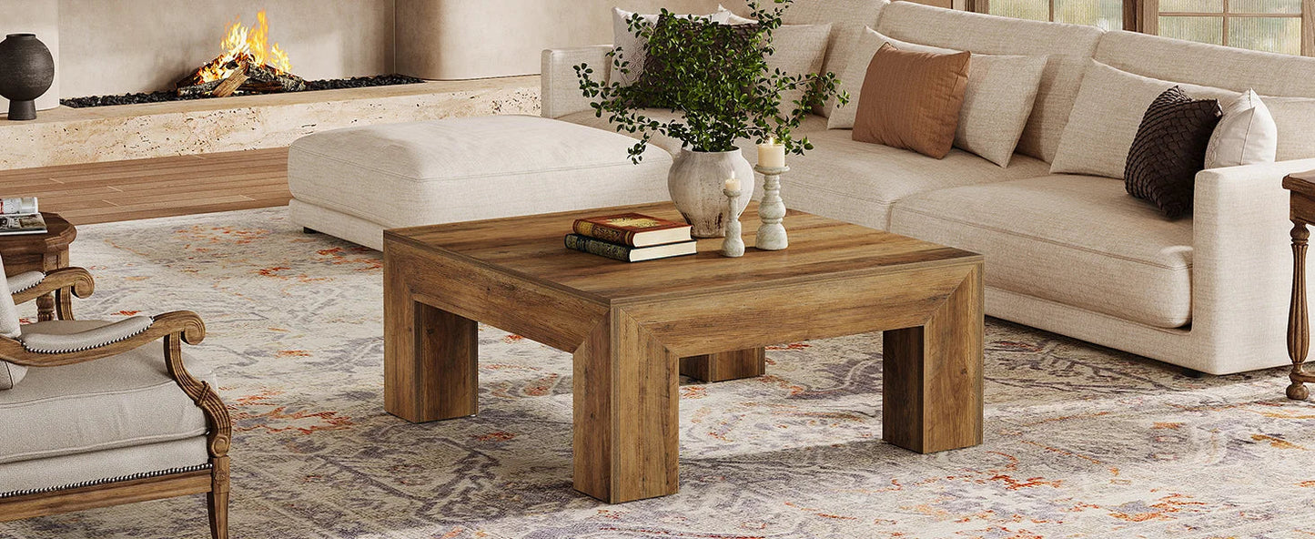 Tribesigns 39.4-Inch Square Coffee Table for Living Room, Farmhouse