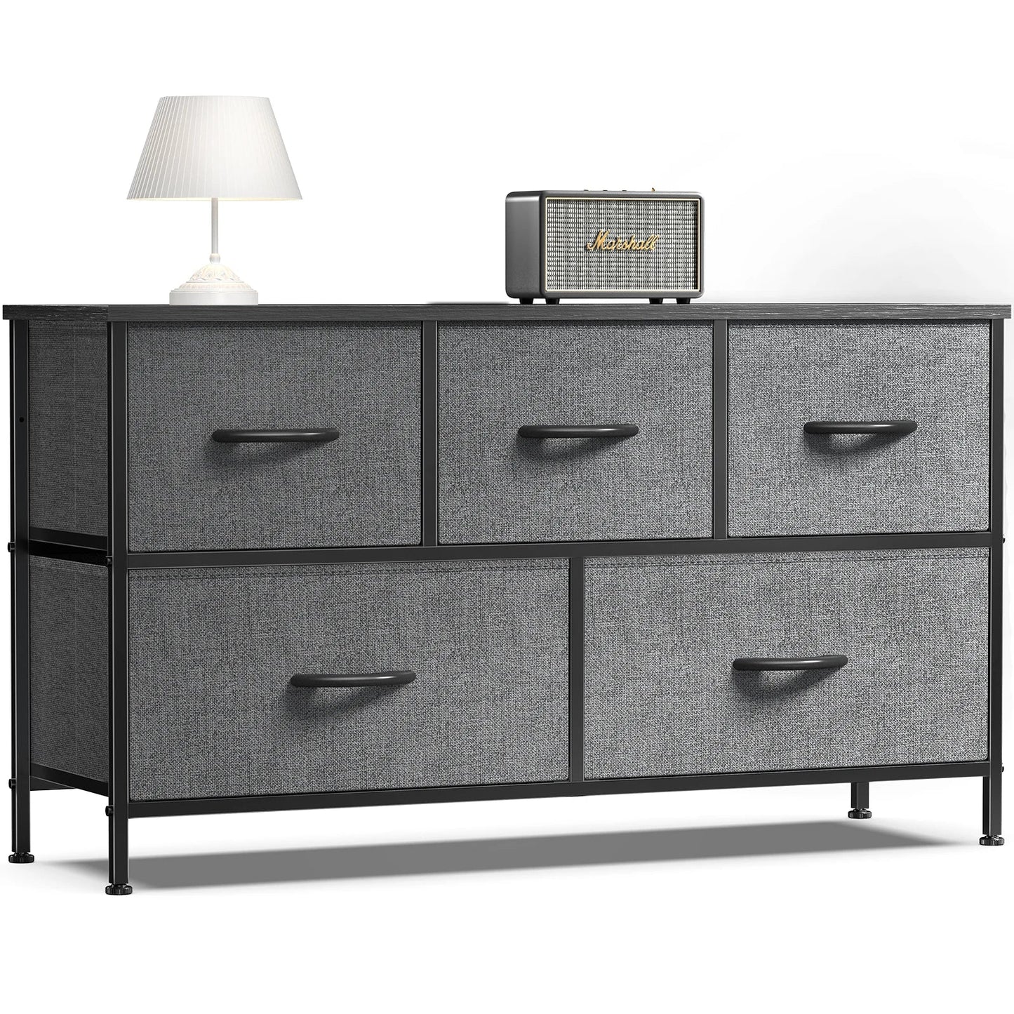 JHK Living Room Display Cabinet Layers With 5 Fabric Drawers  Clothes Storage Dresser