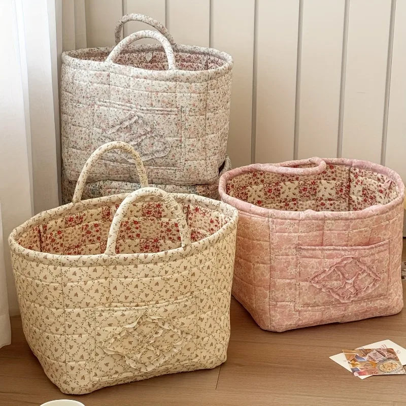 Rural Flower Clothes Basket, , Large Capacity
