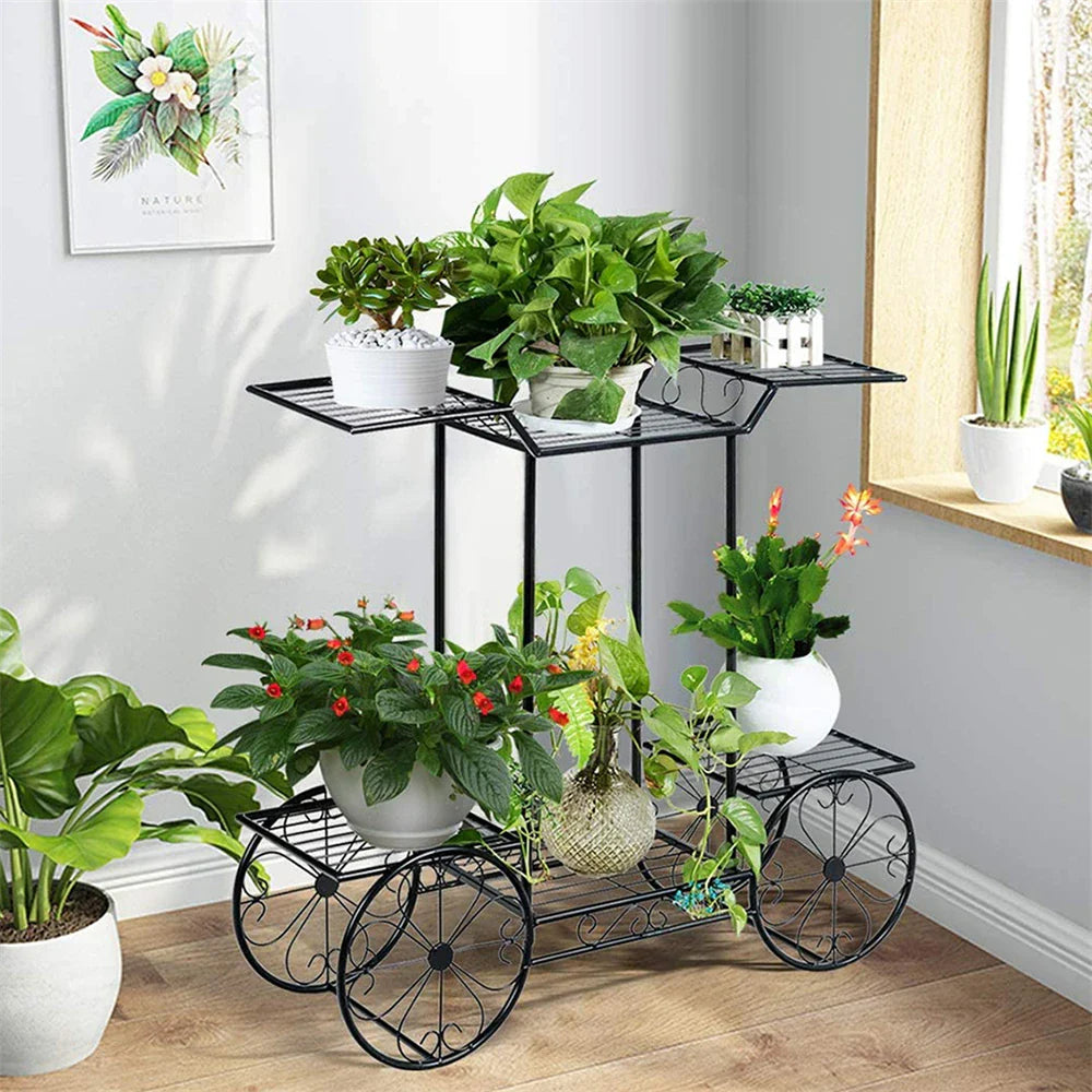 Large Metal Plant Stand Indoor 6 Tier Garden Cart Plant Holder Wrought Iron