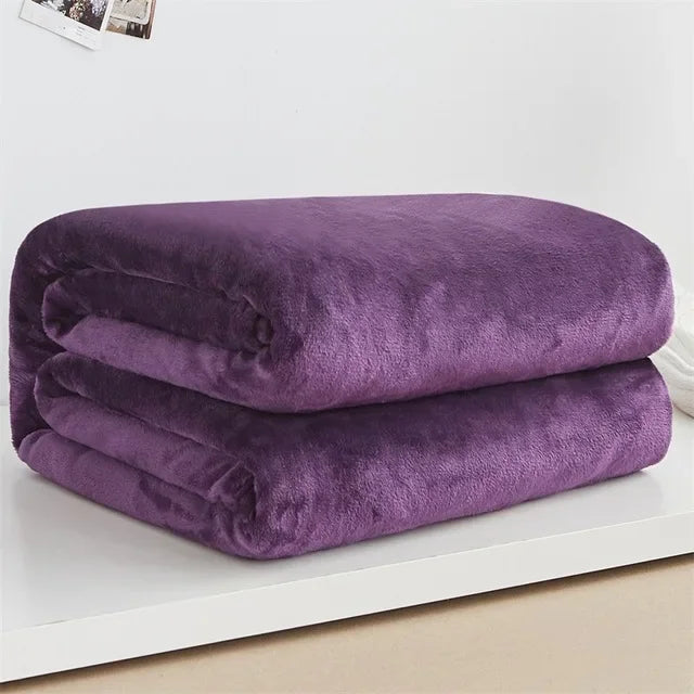 Coral Fleece Flannel Blankets Solid