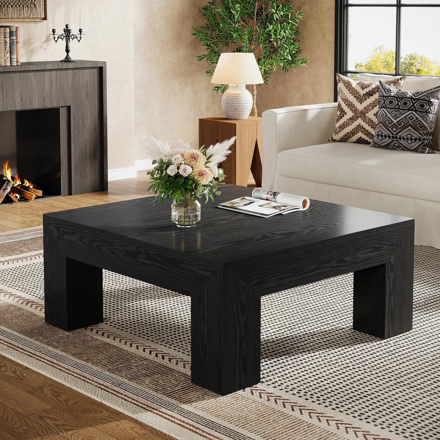 Tribesigns 39.4-Inch Square Coffee Table for Living Room, Farmhouse