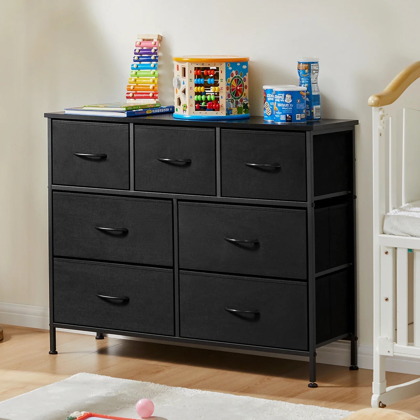 JHK Desser For Bedroom With 7 Fabric Drawers Closet Chest For Living Room Display Cabinet