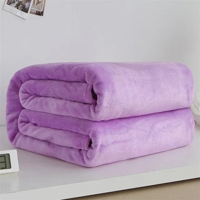 Coral Fleece Flannel Blankets Solid