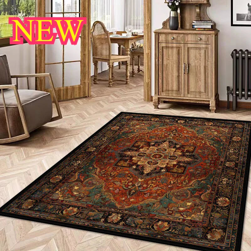 Persian Luxury Rugs for Retro Red Decor Carpets for Living Room
