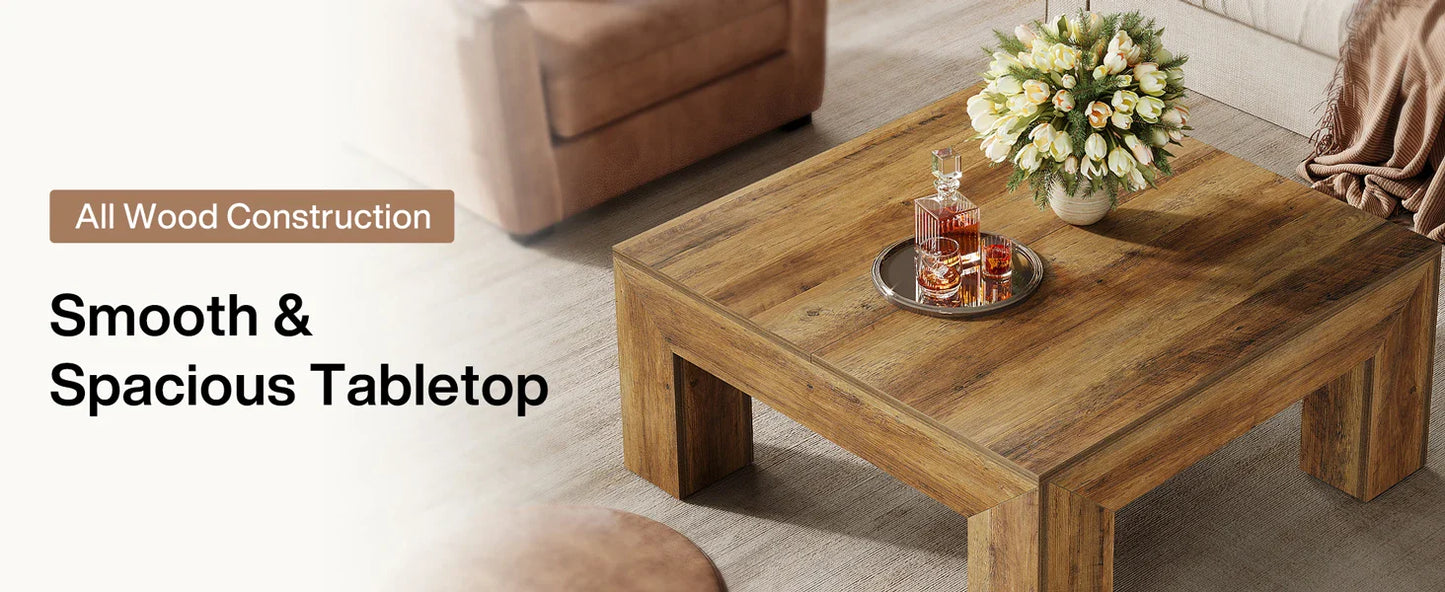 Tribesigns 39.4-Inch Square Coffee Table for Living Room, Farmhouse