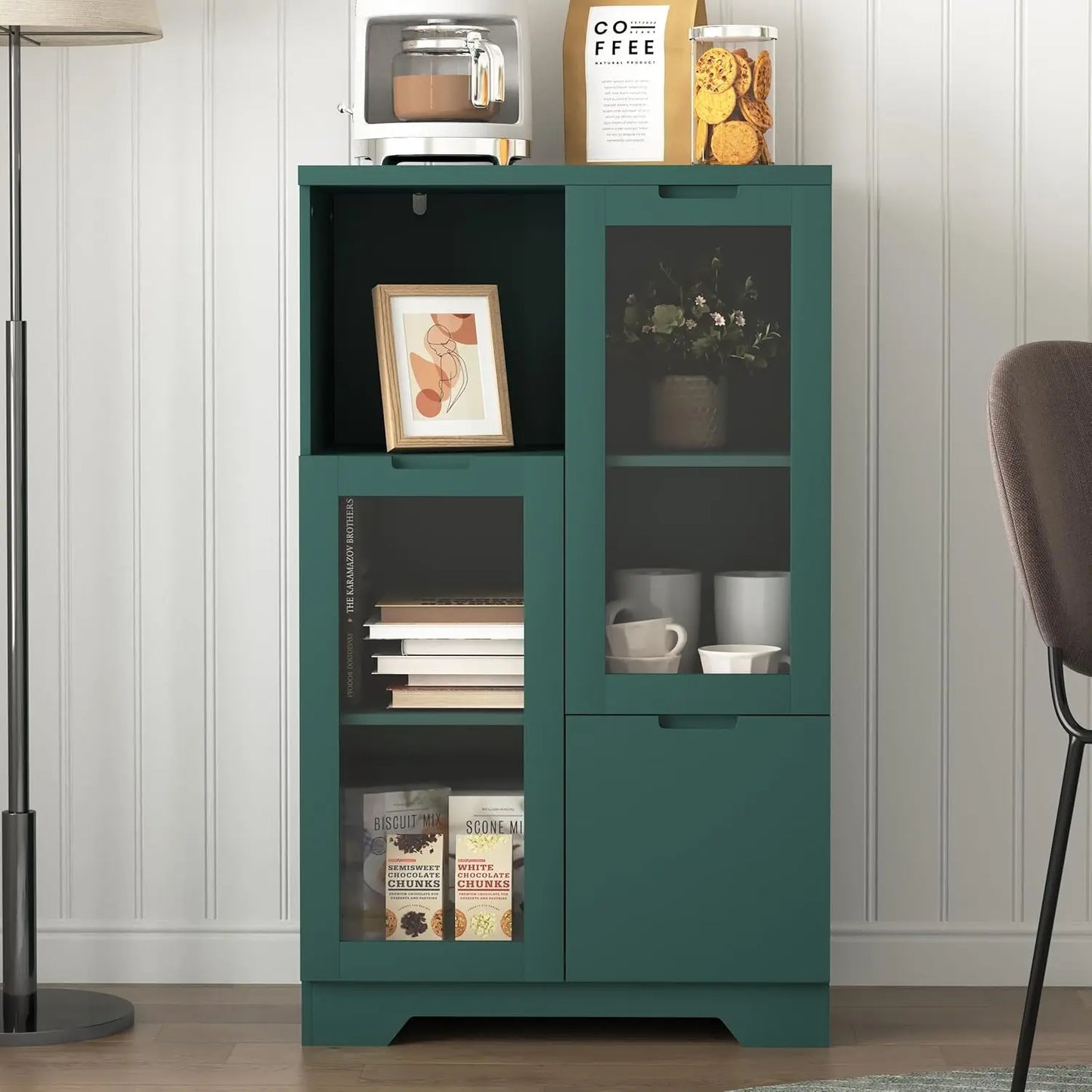 Sideboard Buffet Cabinet,  Entryway Cabinet with Glass Doors Drawer