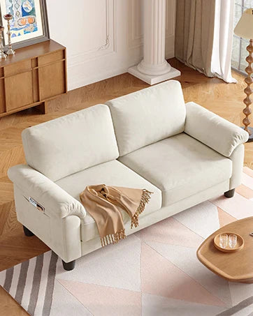 48 Inch Vesgantti Loveseat Sofa - Solid Wood Legs  Throw Pillow