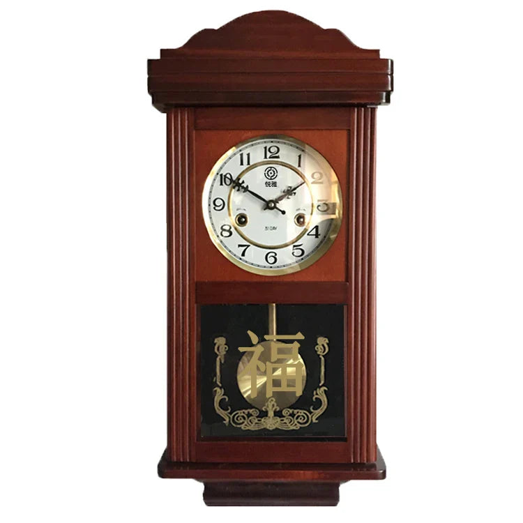 Retro Mechanical Wall Clock Old-fashioned Clockwork Pendulum