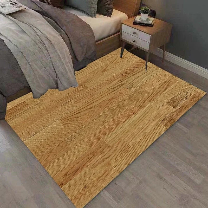 Rectangular Staggered 3d Planks Carpet Geometric Wood Grain Non-Slip Floor Rug
