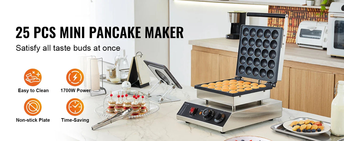 SucceBuy Electric Waffle Maker 25PCS Mini Dutch Pancake Maker Kitchen Home Appliance