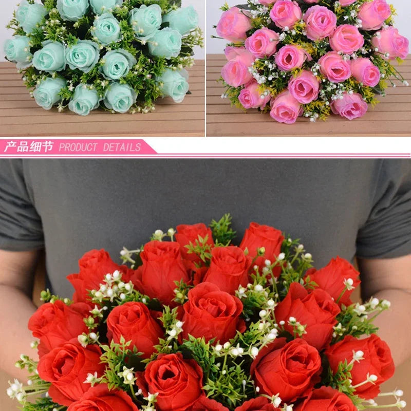 18 Heads Rose Bouquet  Silk  Bouquet Wedding  Flowers