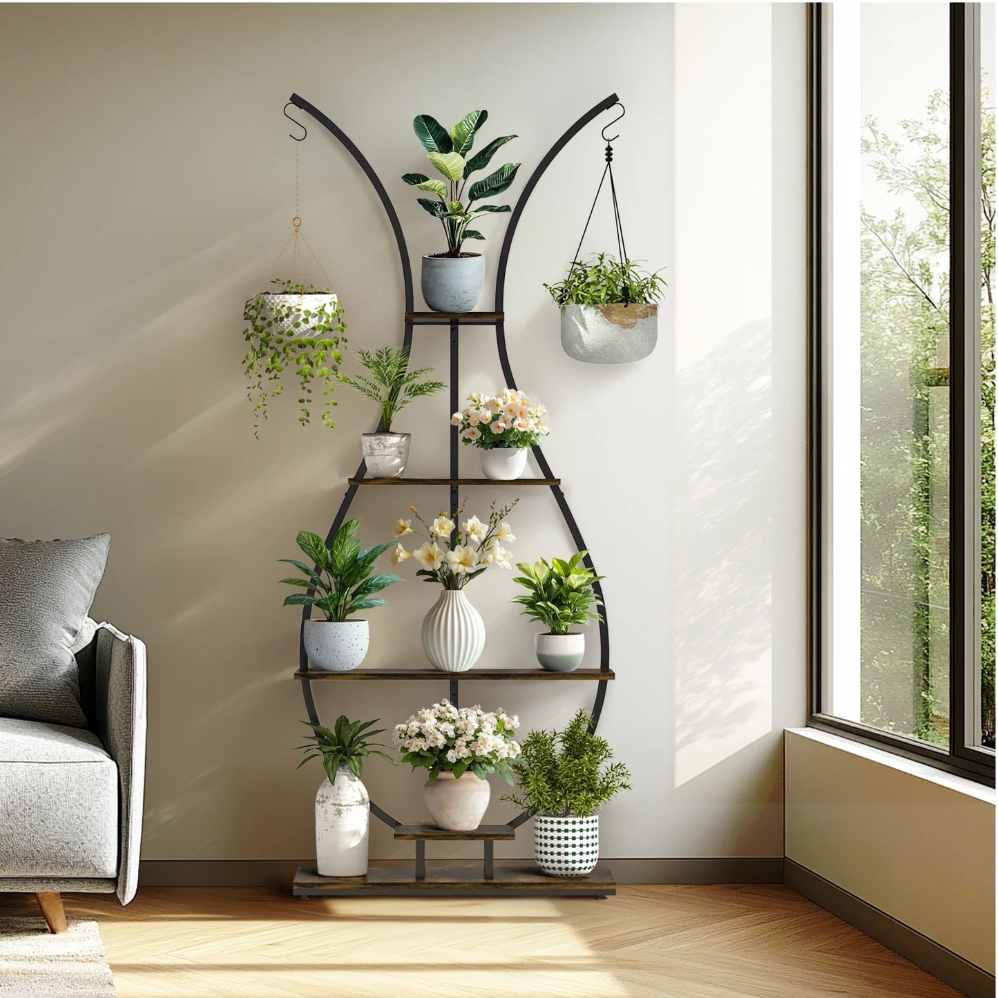 Large Vase Shaped Plant Stand 5 Tier Planter Display  for Home Patio Decor