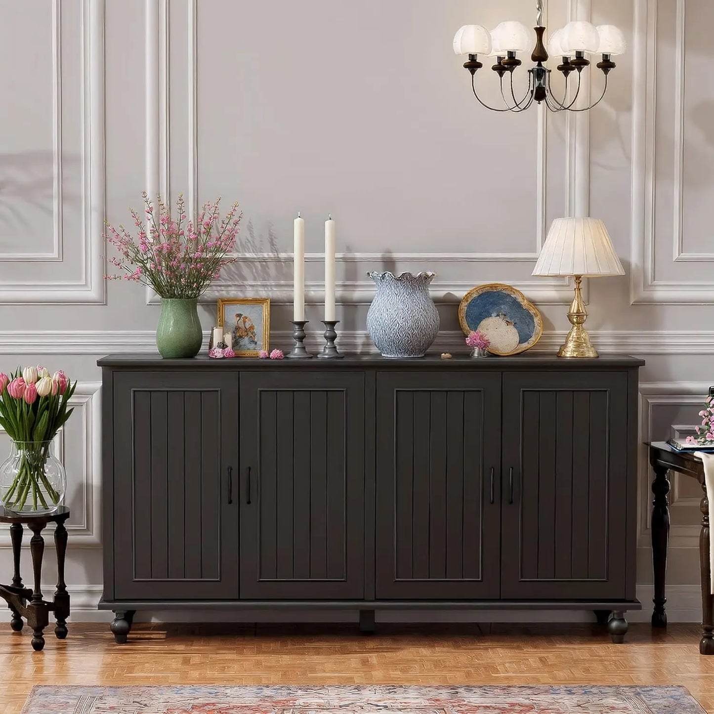 Buffet Cabinet with Storage,  4 Doors,Sideboard Buffet Cabinet for Dinning