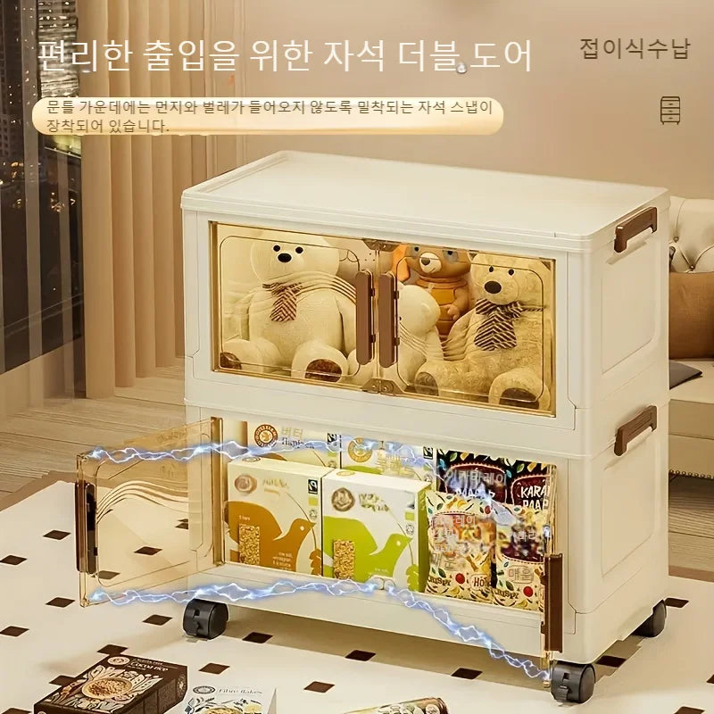Foldable Storage Box with Clear Door - Spacious, Durable, - Ideal for Organizing Clothes, Books, Toys, and