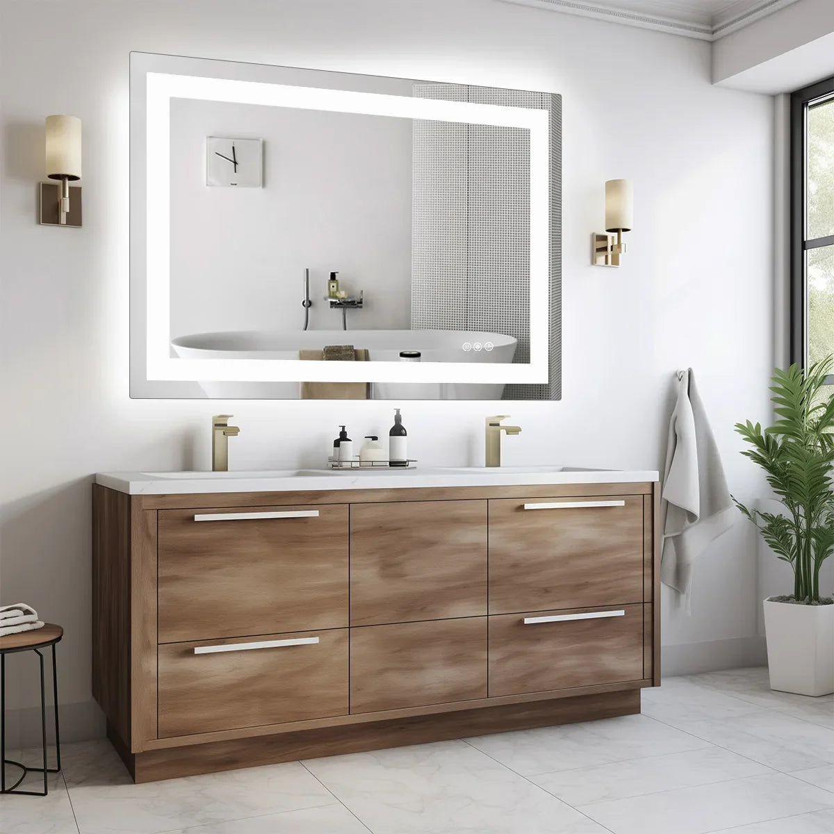 JHK 36"x 24"LED Bathroom Vanity Mirror for Wall  Tempered Glass with Front Light and Backlit For Living Room