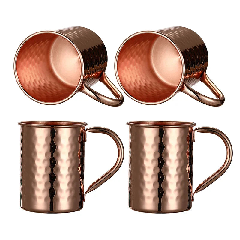 4PCS 550ml 18 Ounces Hammered Copper Plated  Moscow Mule Mug