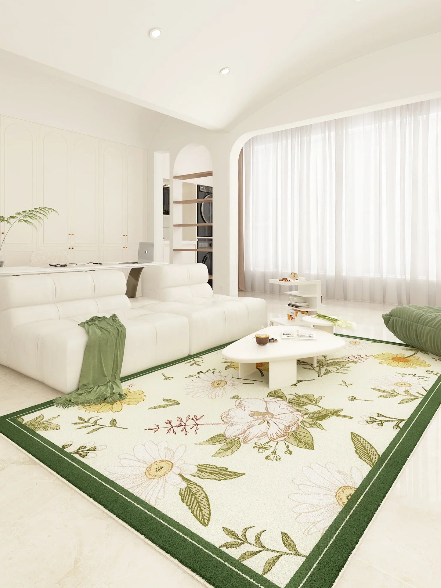 American Retro Carpets for Living Room Thick  Decor Flower Pattern Carpet