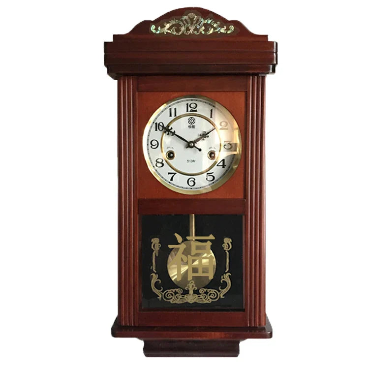 Retro Mechanical Wall Clock Old-fashioned Clockwork Pendulum