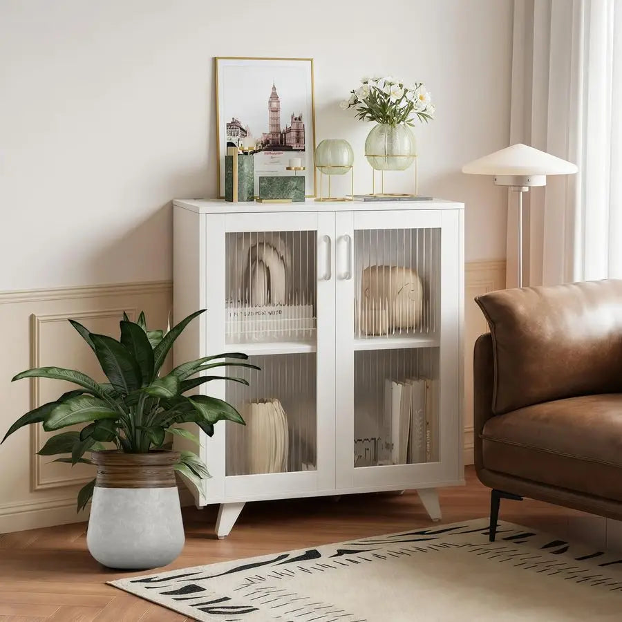 Kitchen Buffet Server Table Accent Sideboard  Cabinet 27inch, White