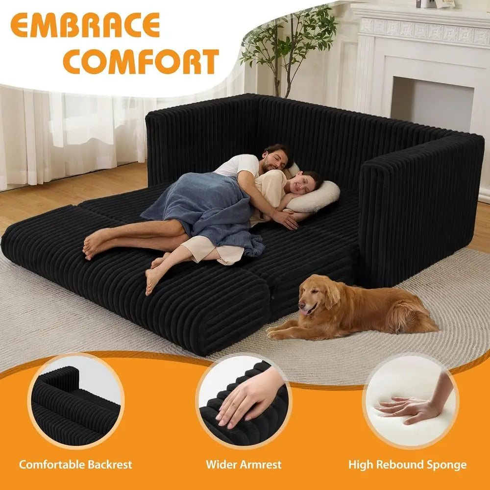 Convertible Sleeper Chair with Armrest, Portable Couch Bed for Living Room, Bedroom